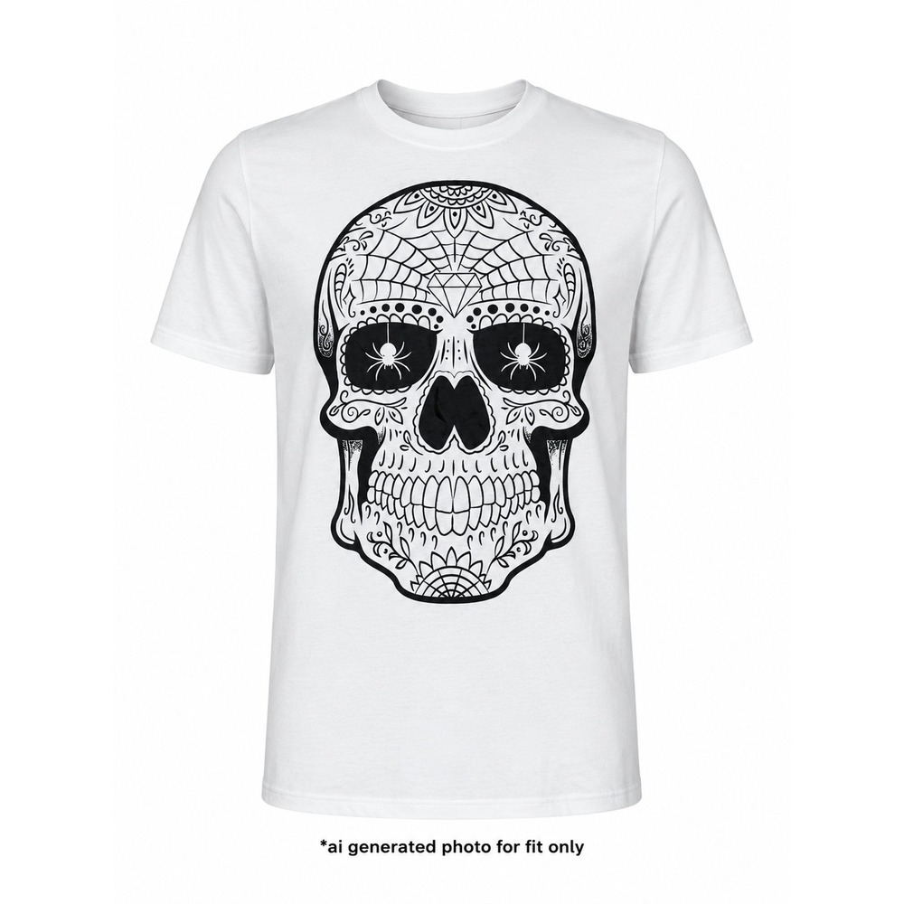 Way to Celebrate Sugar‎ Skull Graphic T-Shirt Men Small White Halloween Tee